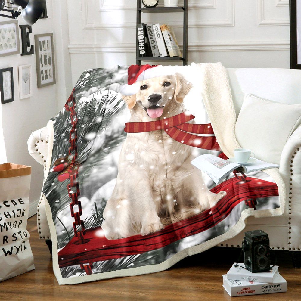 Golden Retriever Christmas Sherpa Fleece Blanket