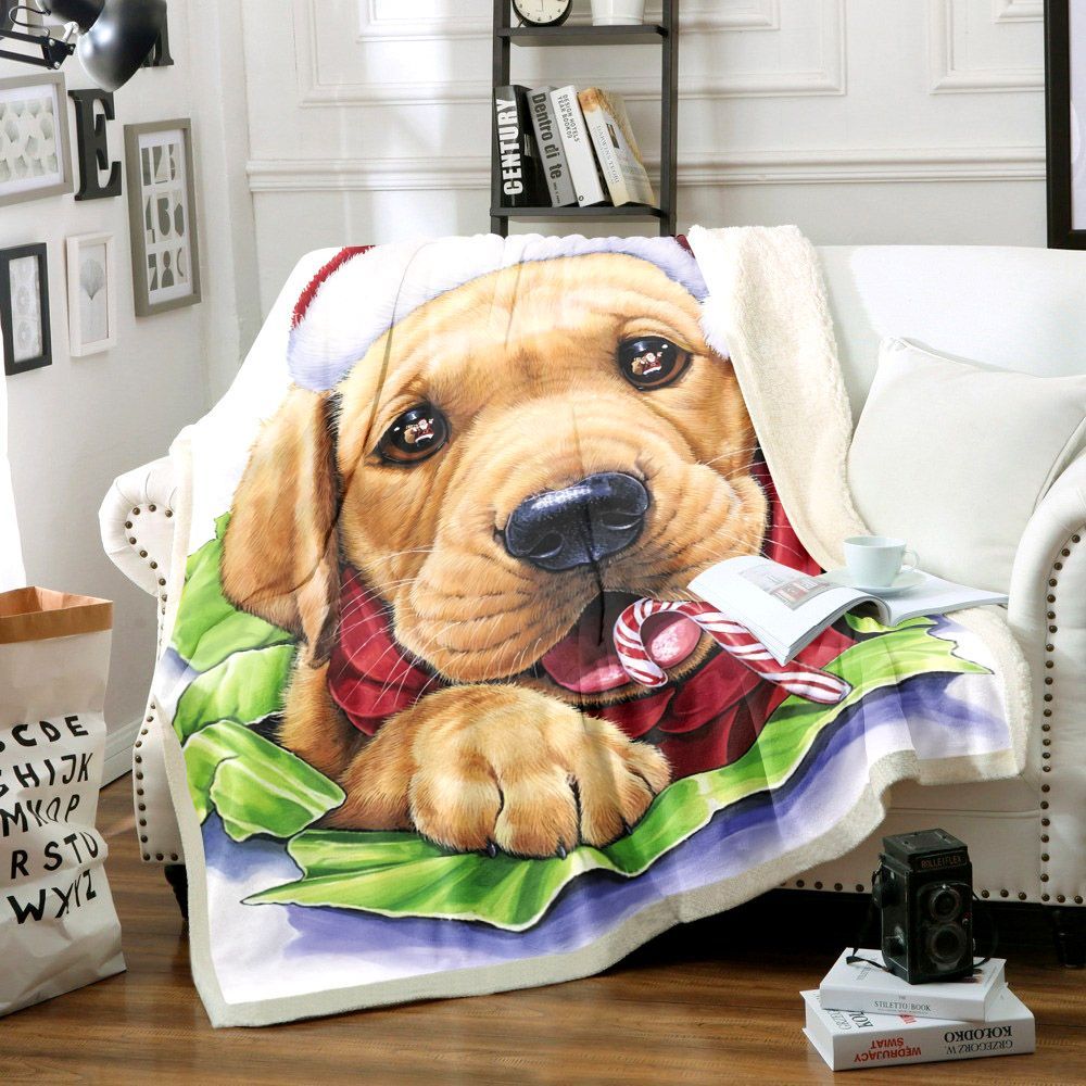 Golden Retriever Christmas Sherpa Fleece Blanket