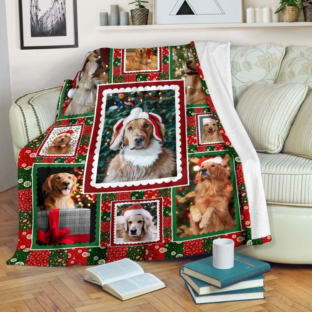 Golden Retriever Cute Christmas Sherpa Fleece Blanket