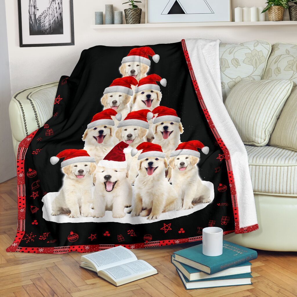 Golden Retriever Cute Christmas Sherpa Fleece Blanket