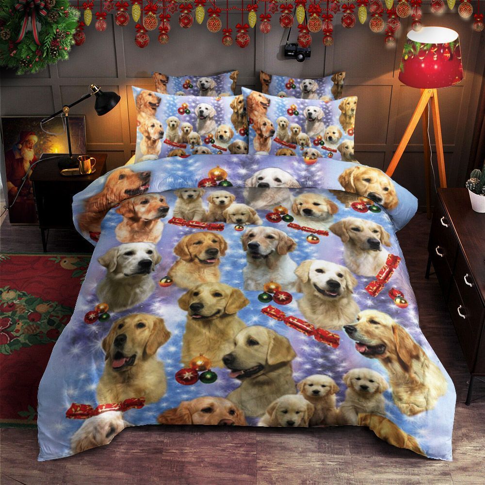 Golden Retriever Dog Christmas Bedding Set