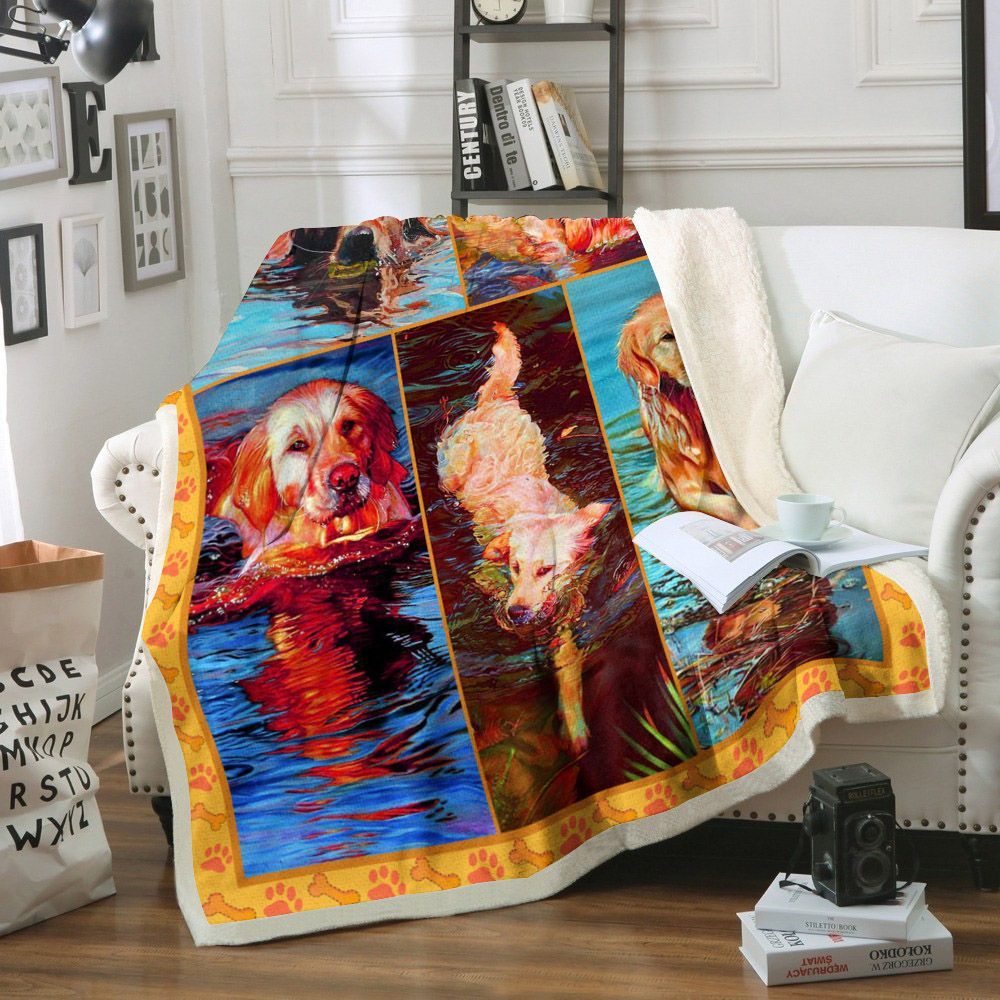 Golden Retriever Dog Sherpa Fleece Blanket
