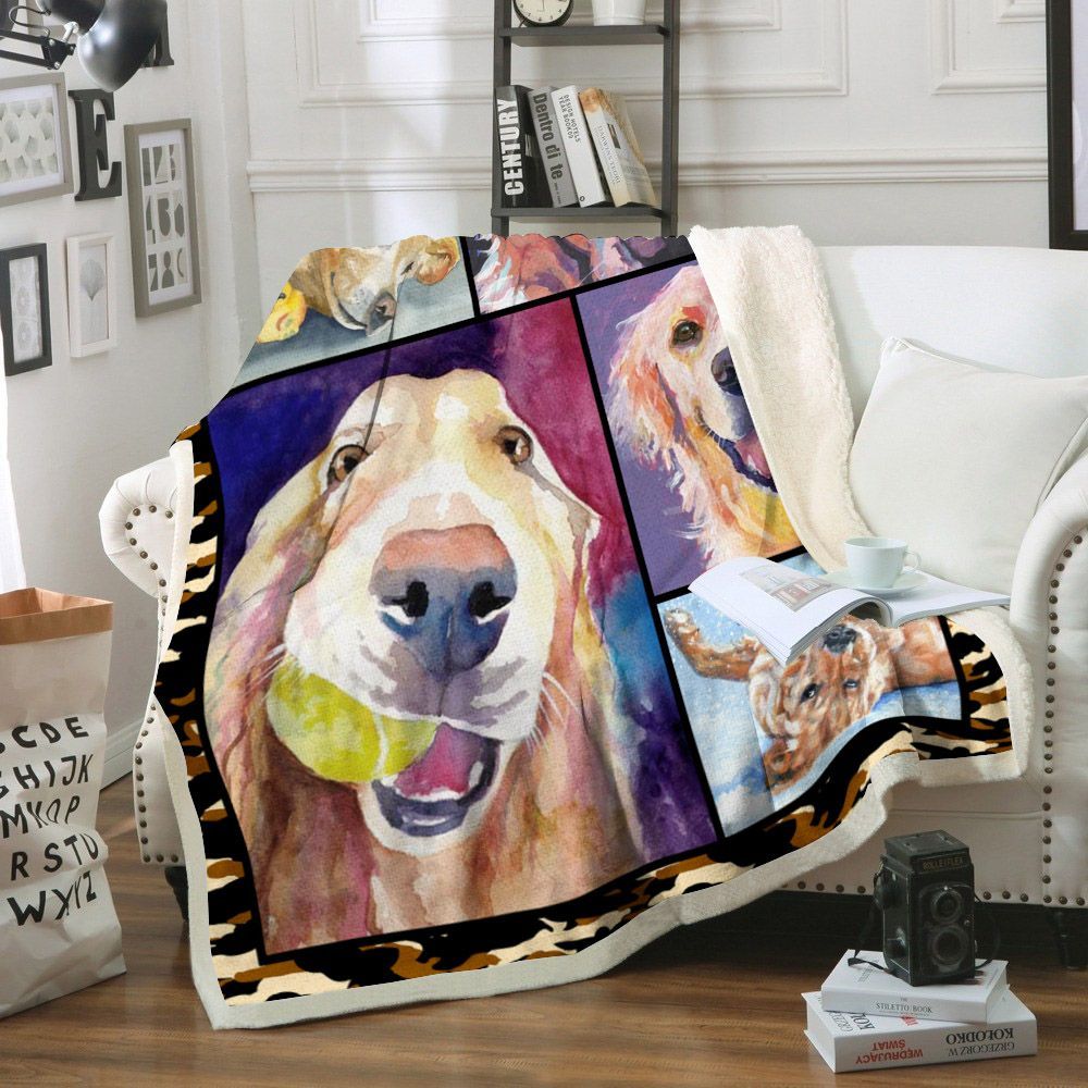 Golden Retriever Dog Sherpa Fleece Blanket