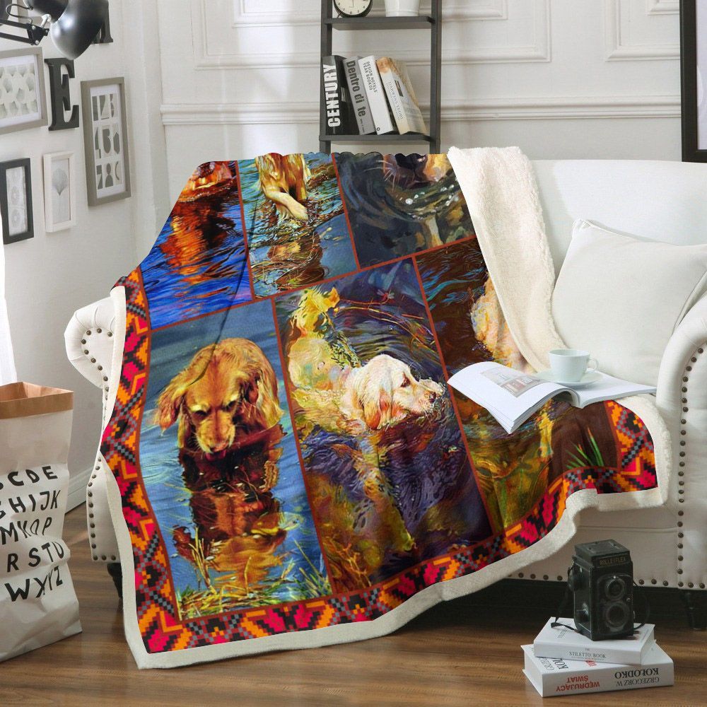 Golden Retriever Dog Sherpa Fleece Blanket