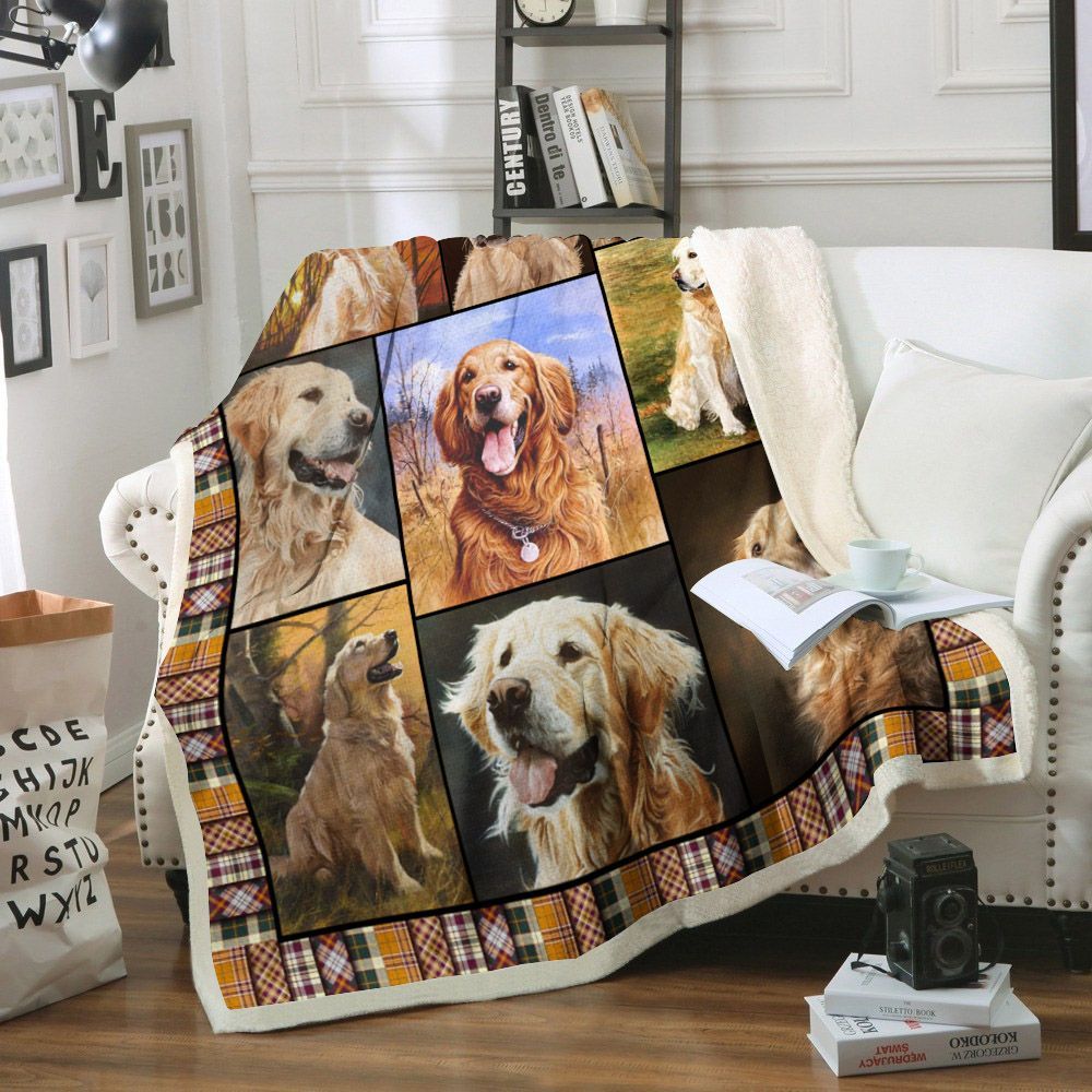 Golden Retriever Dog Sherpa Fleece Blanket