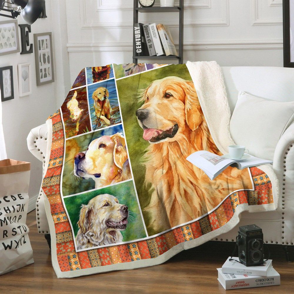 Golden Retriever Dog Sherpa Fleece Blanket