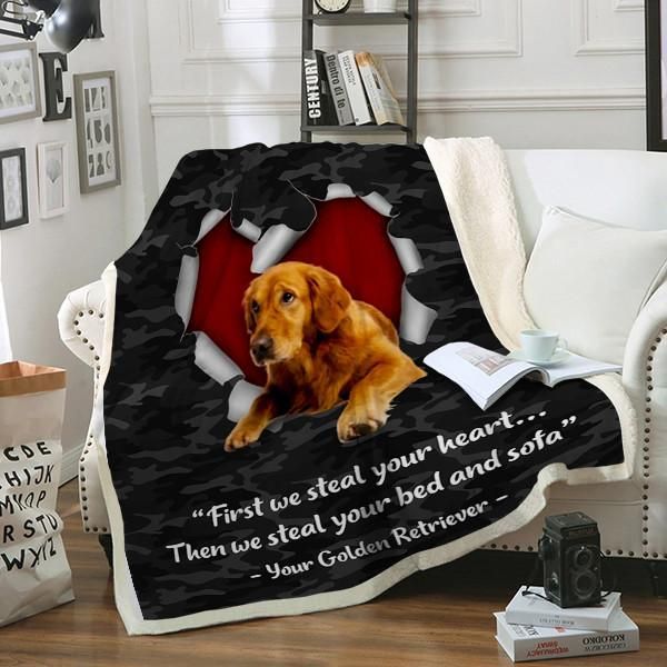 Golden Retriever Dog Sherpa Fleece Blanket