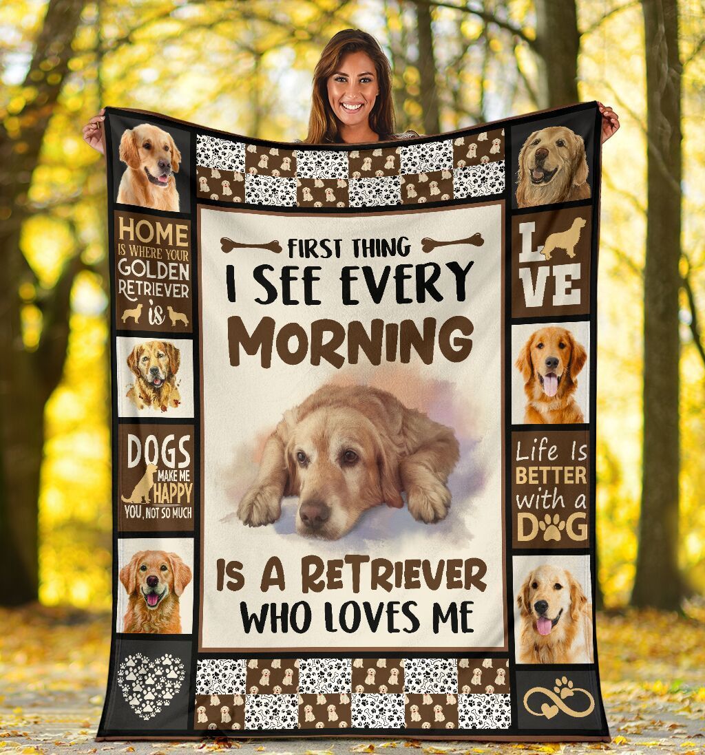 Golden Retriever Dog First Thing I See Every Morning Fleece Blanket