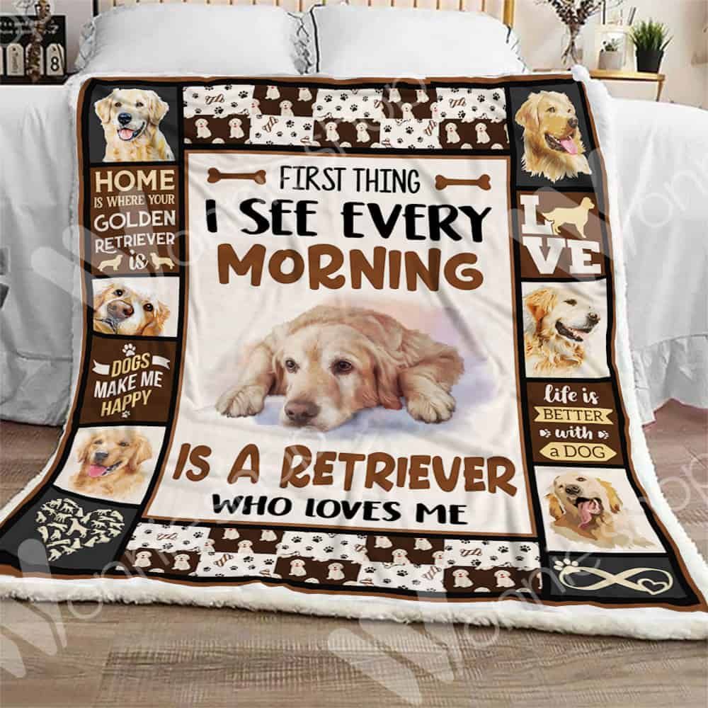 Golden Retriever Dog Sherpa Fleece Blanket