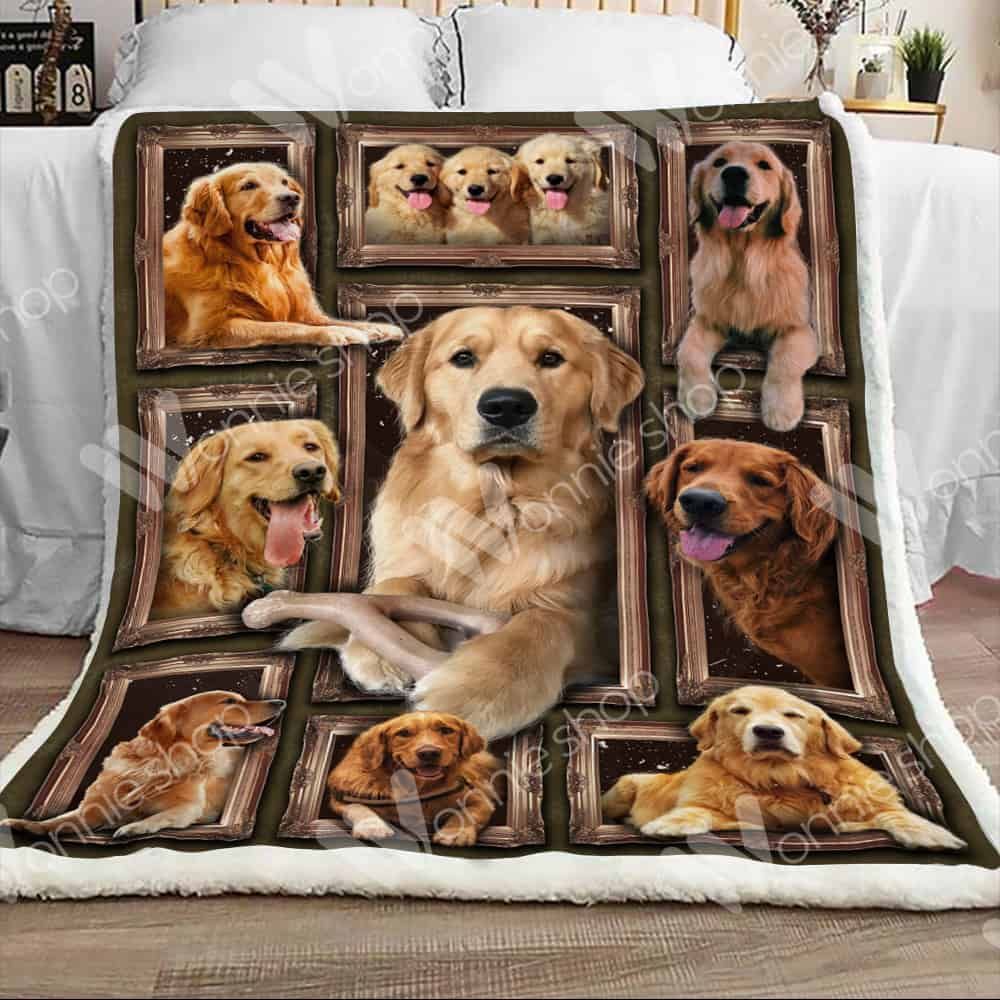 Golden Retriever Dog Happy Sherpa Fleece Blanket