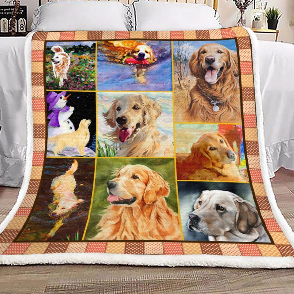 Golden Retriever Dog Sherpa Fleece Blanket