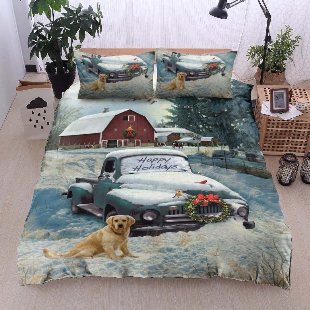 Golden Retriever Farm Christmas Car Bedding Set