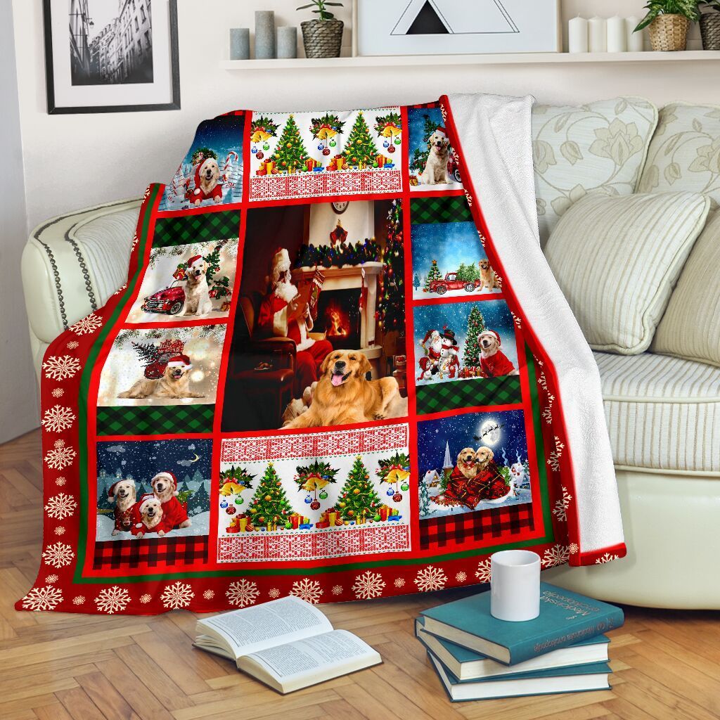 Golden Retriever Funny Christmas Sherpa Fleece Blanket