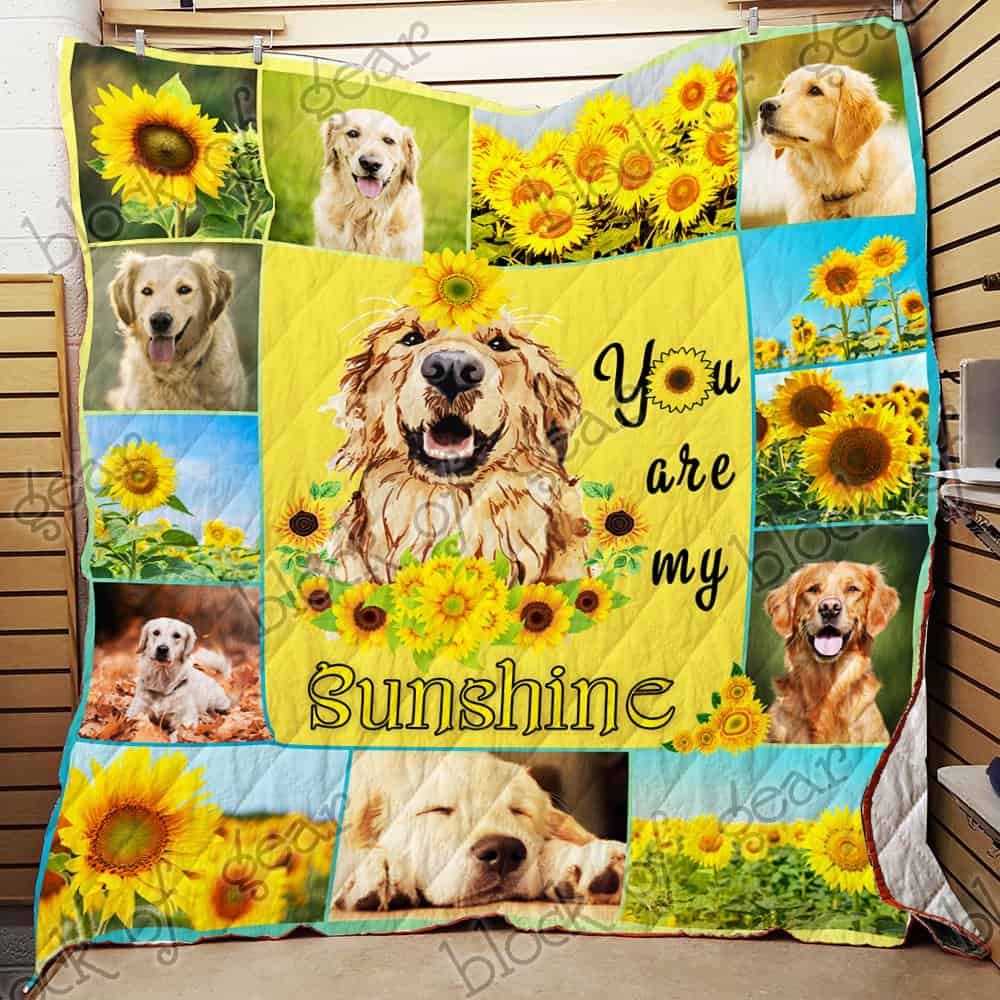 Golden Retriever Golden Retriever Sunflower Quilt Blanket Dhc04012079Dd