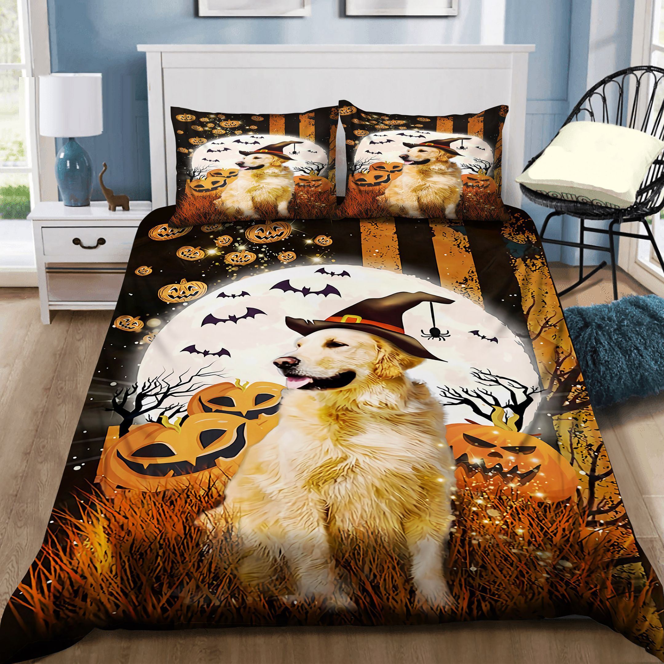 Golden Retriever Halloween Bedding Set