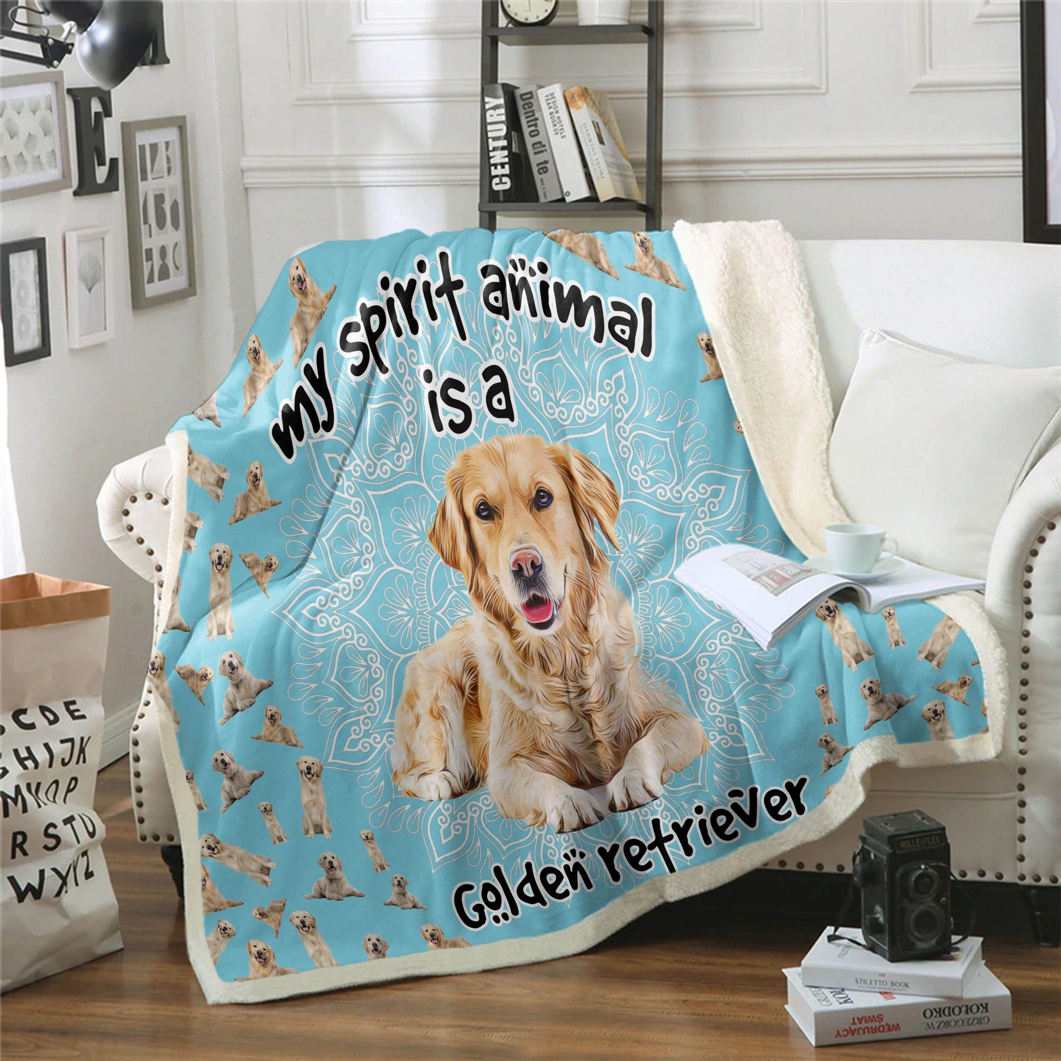 Golden Retriever Is My Spirit Animal Sherpa Fleece Blanket