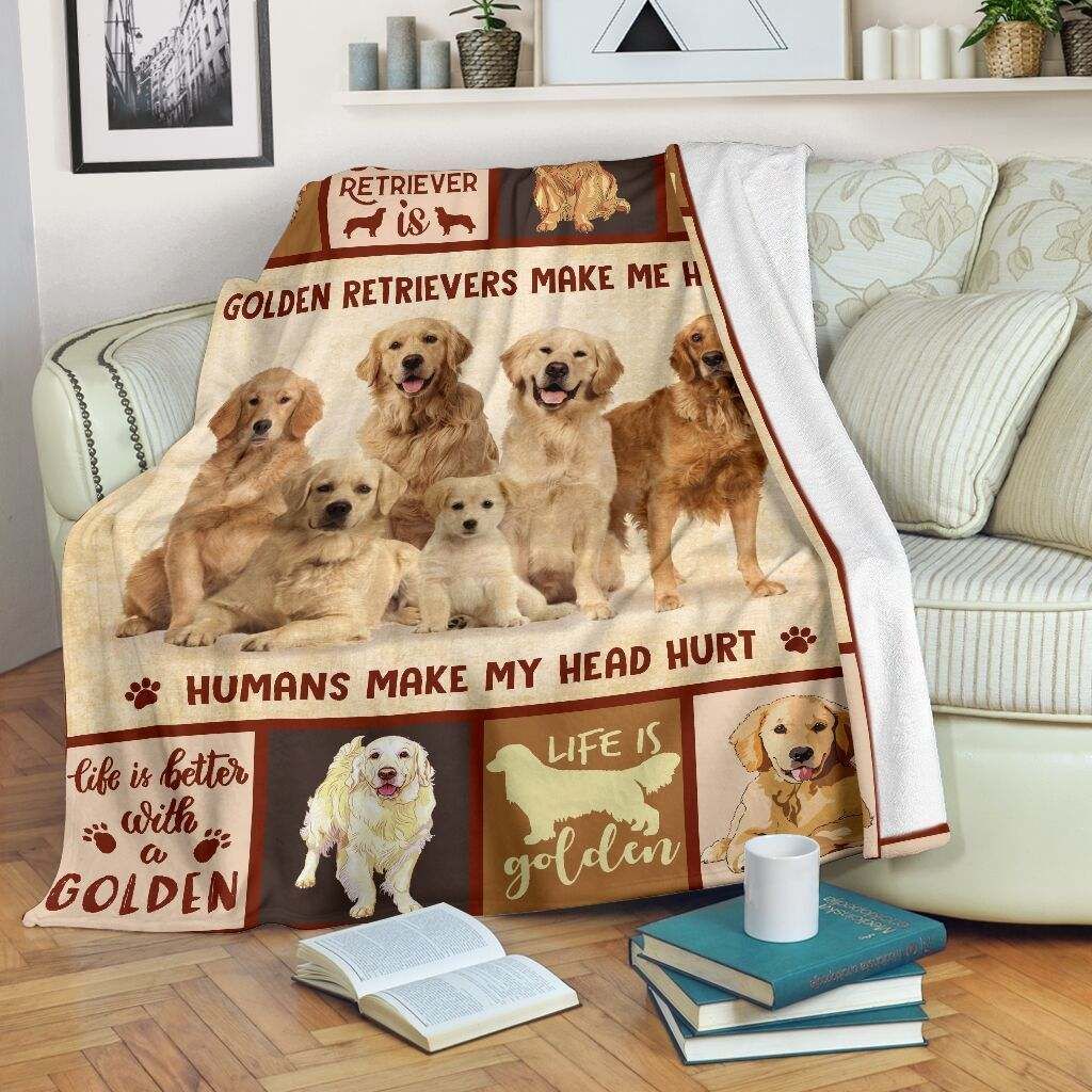 Golden Retriever Make Me Happy Fleece Blanket
