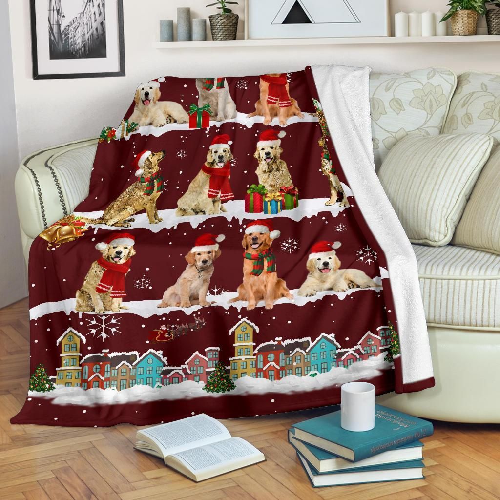 Golden Retriever Merry Christmas Sherpa Fleece Blanket