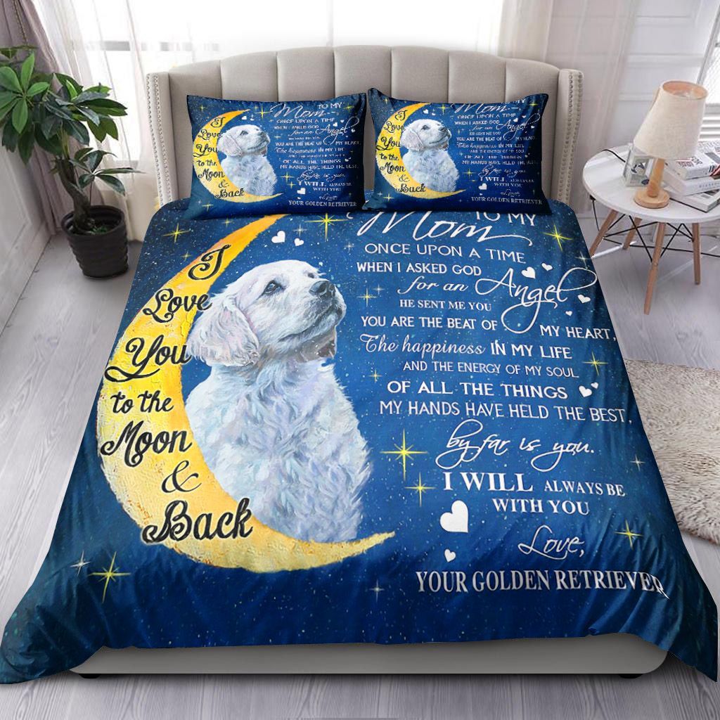 Golden Retriever Mom I Love You To The Moon And Back Bedding Set