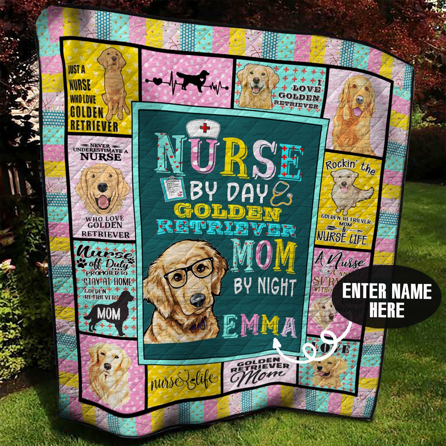 Golden Retriever Nurse Personalized Quilt Blanket BBB300553HT