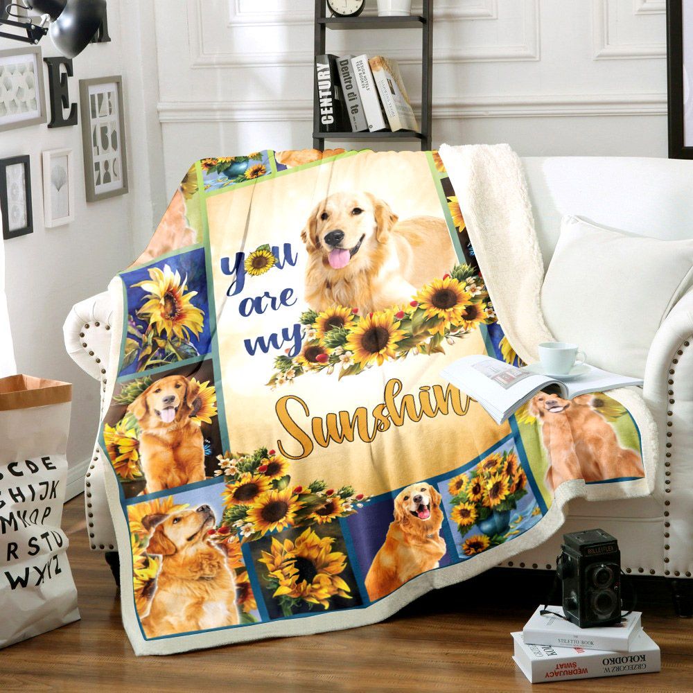 Golden Retriever Sunflower Sherpa Fleece Blanket