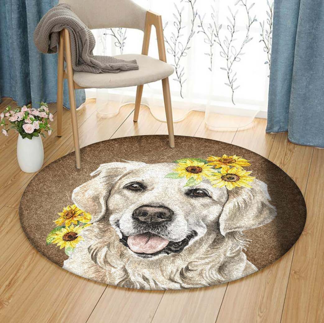 Golden Retriever Sunshine Round Carpet