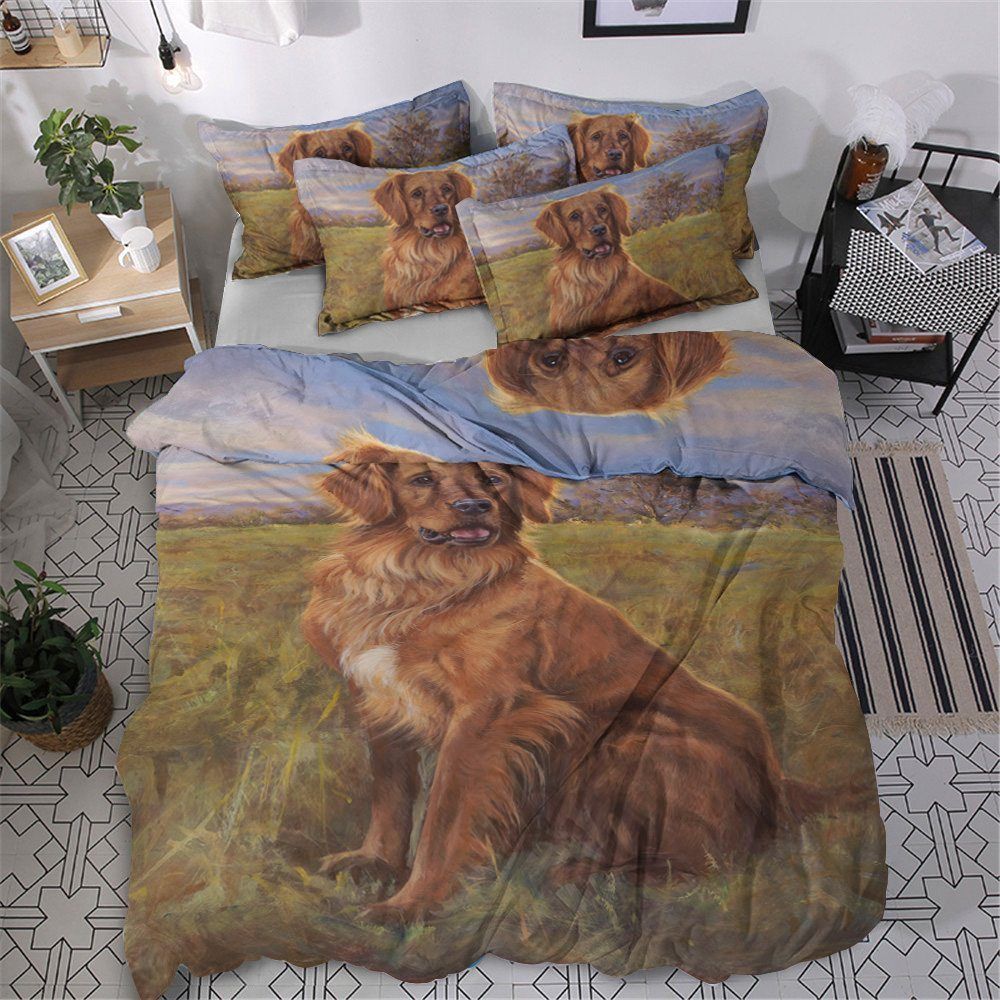 Golden Retriever Cotton Bed Sheets Spread Comforter Bedding Set