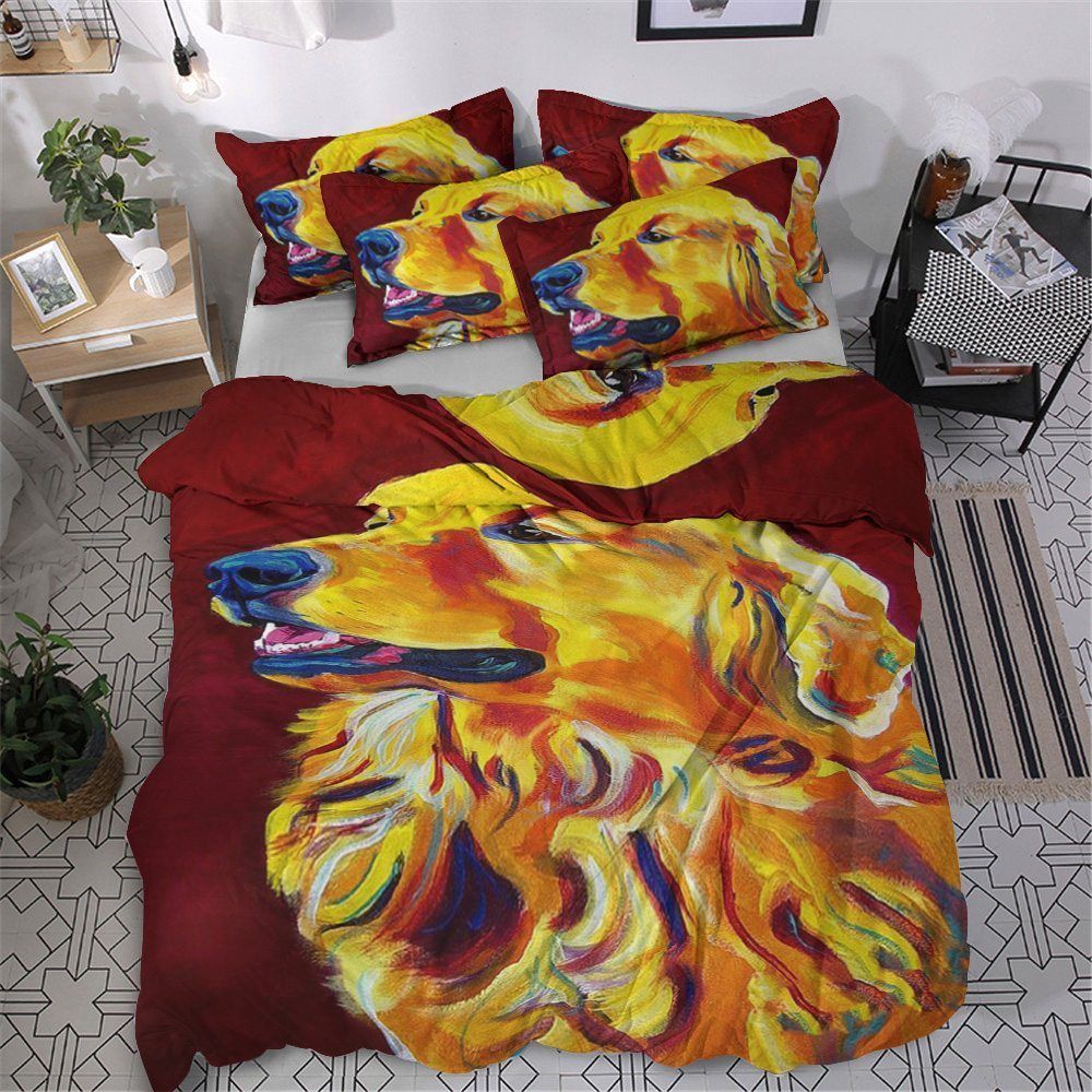 Golden Retriever Cotton Bed Sheets Spread Comforter Bedding Set