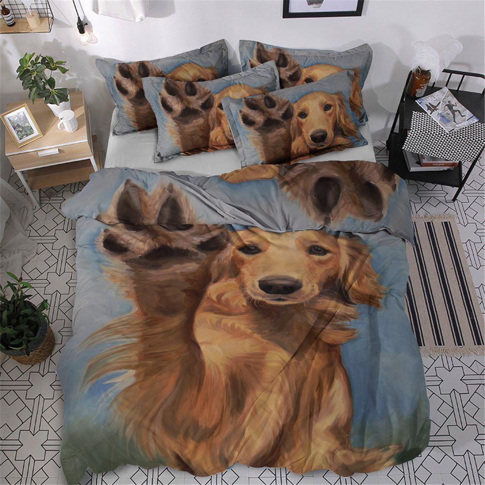 Golden Retriever Cotton Bed Sheets Spread Comforter Bedding Set