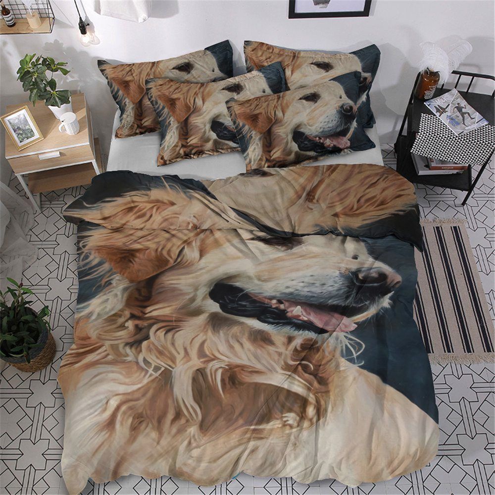 Golden Retriever Cotton Bed Sheets Spread Comforter Bedding Set