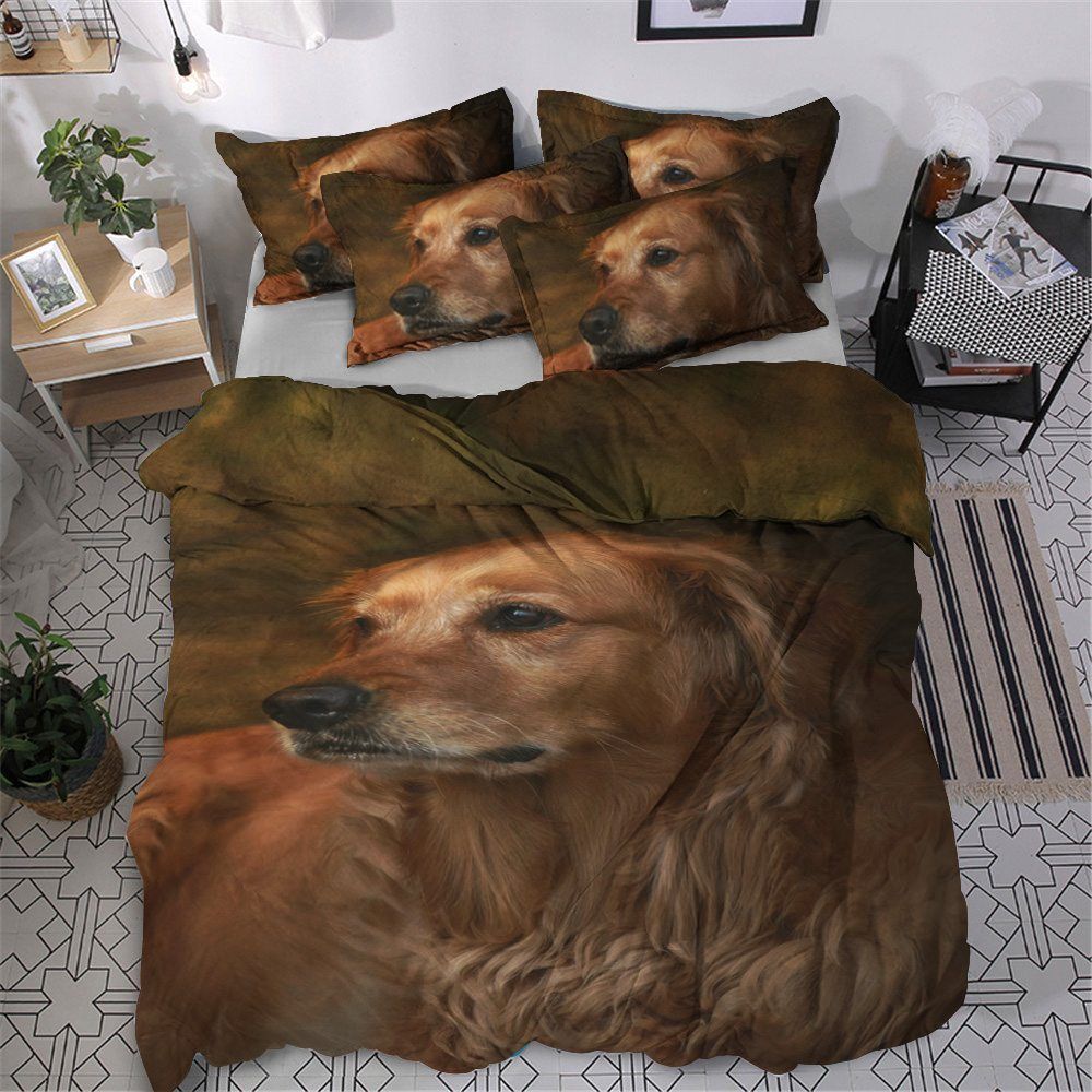 Golden Retriever Cotton Bed Sheets Spread Comforter Bedding Set