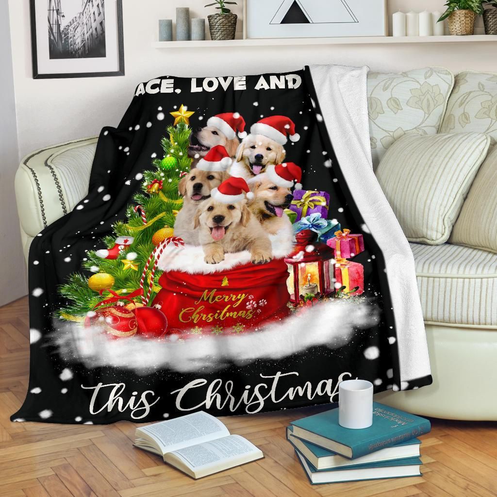 Golden Retriever Xmas Sherpa Fleece Blanket