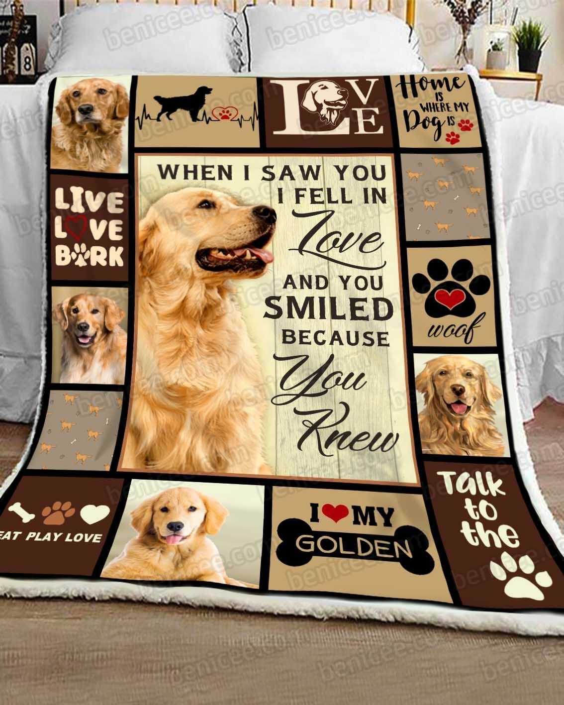 Golden Retriever You Smiled Because You Knew Sherpa Fleece Blanket