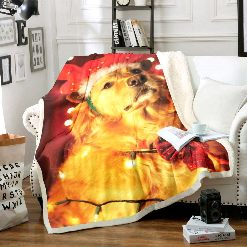 Golden Retrievers Christmas Sherpa Fleece Blanket