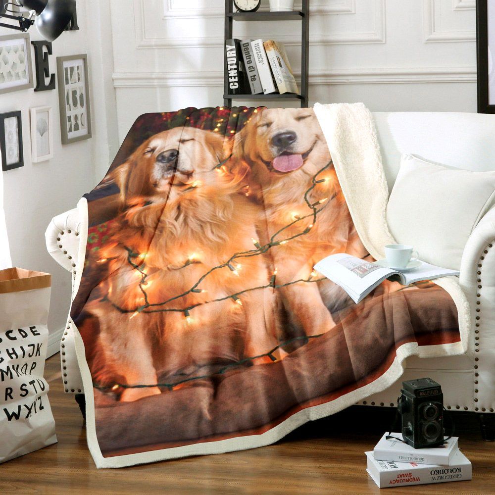 Golden Retrievers Christmas Sherpa Fleece Blanket