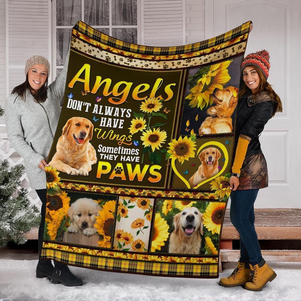 Golden Retriver Sunflower Christmas Sherpa Fleece Blanket