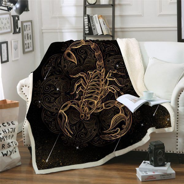 Golden Scorpion Sherpa Fleece Blanket