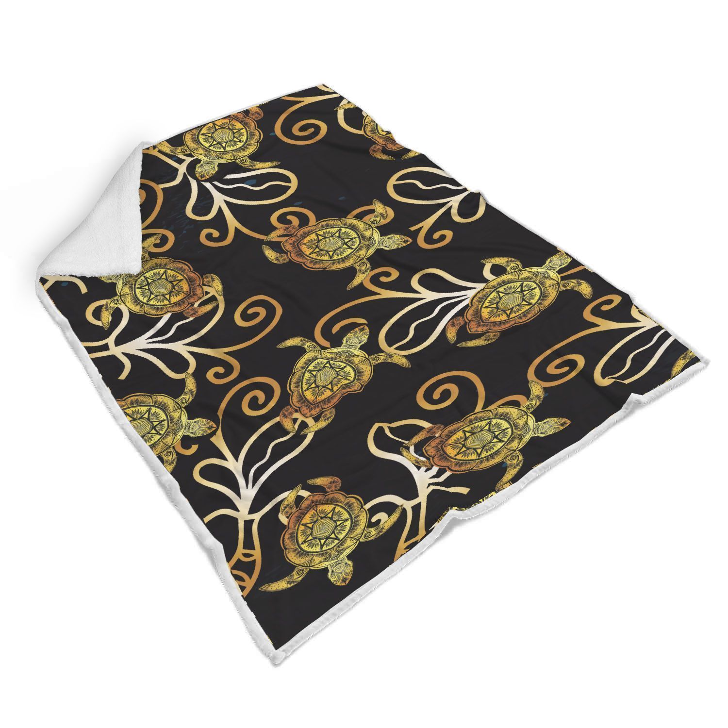 Golden Sea Turtle Sherpa Fleece Blanket