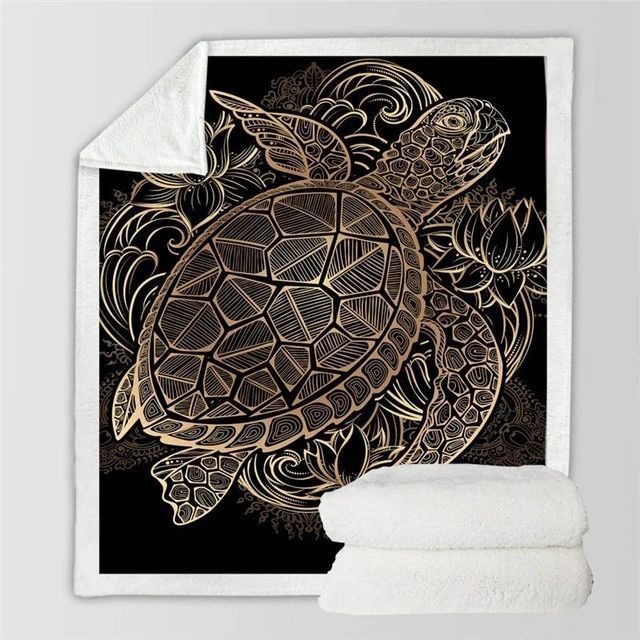 Golden Sea Turtle Sherpa Fleece Blanket