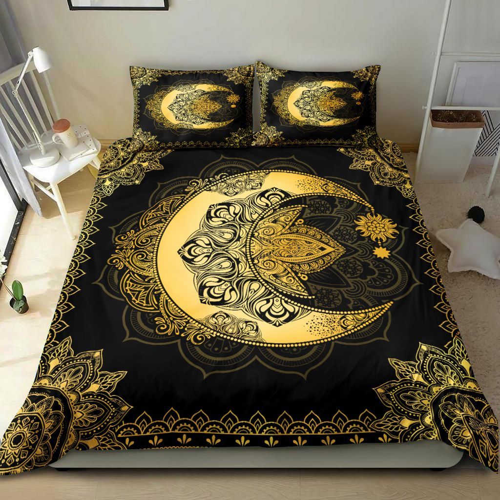 Golden Sun And Moon Mandala Bedding Set