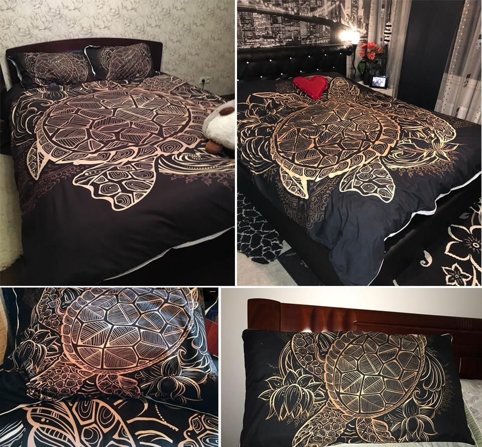 Golden Tortoise Lotus Bedding Set