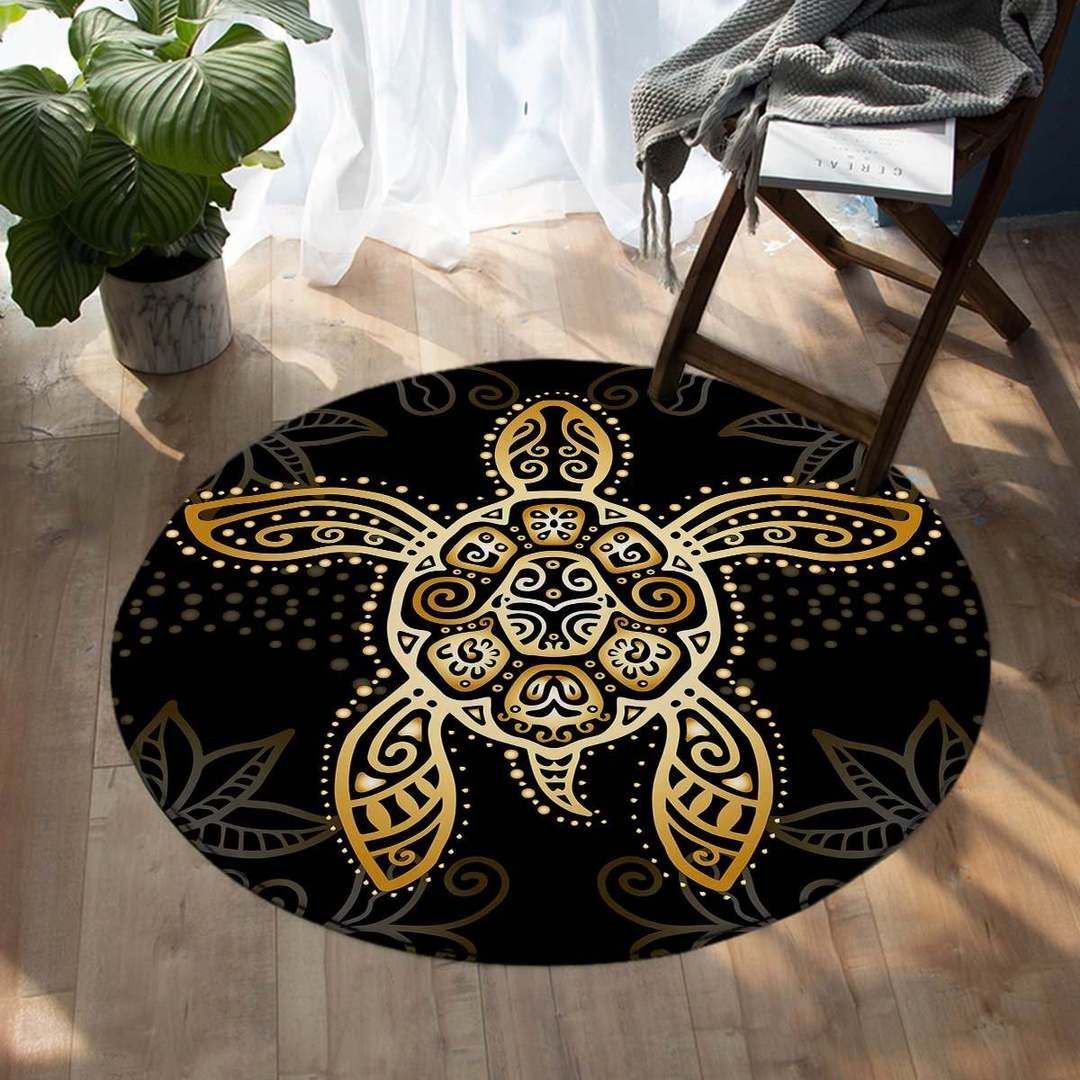 Golden Turtle Round Carpet