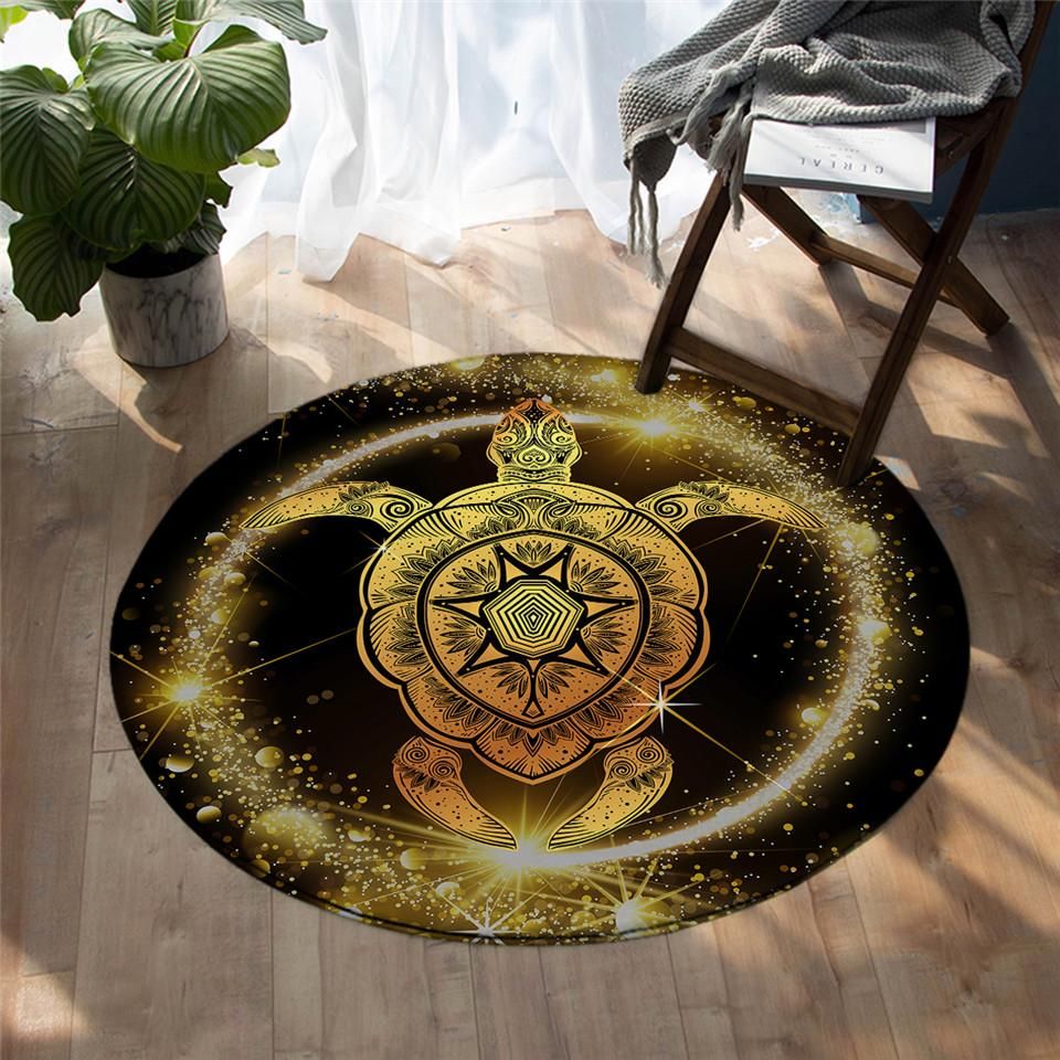 Golden Turtle Round Carpet