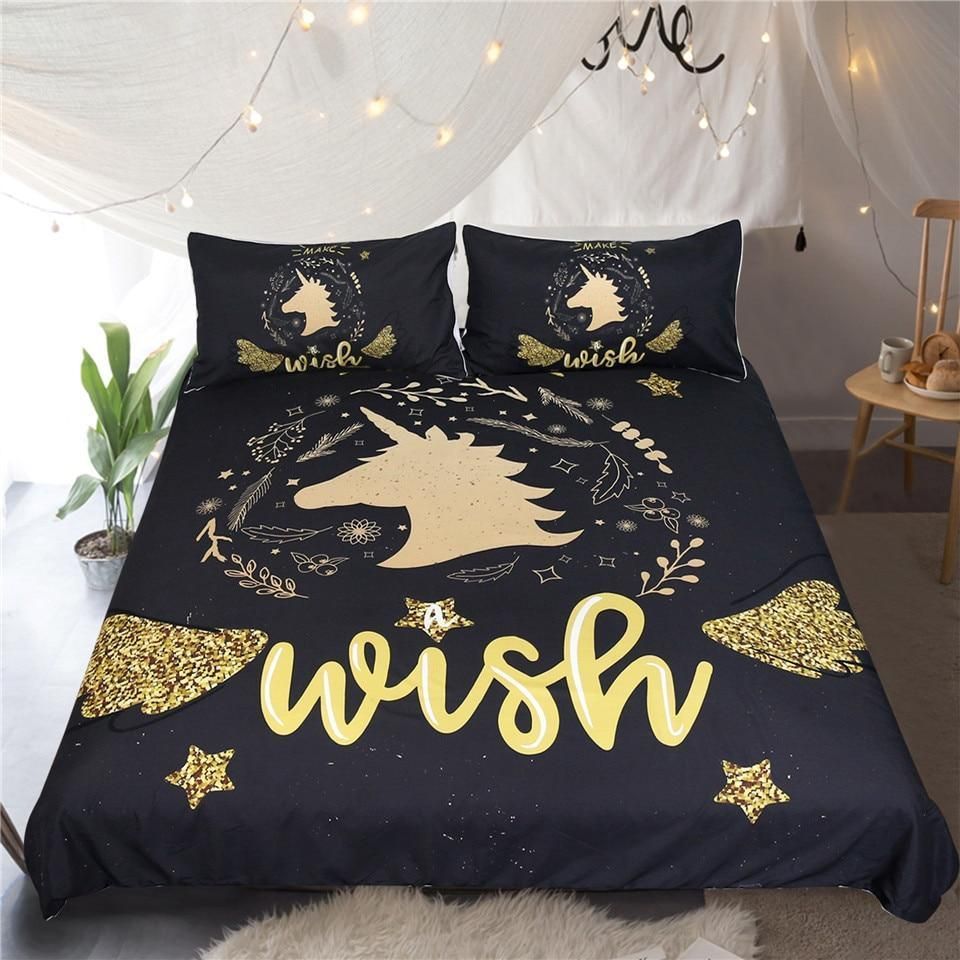 Golden Unicorn Bedding Set