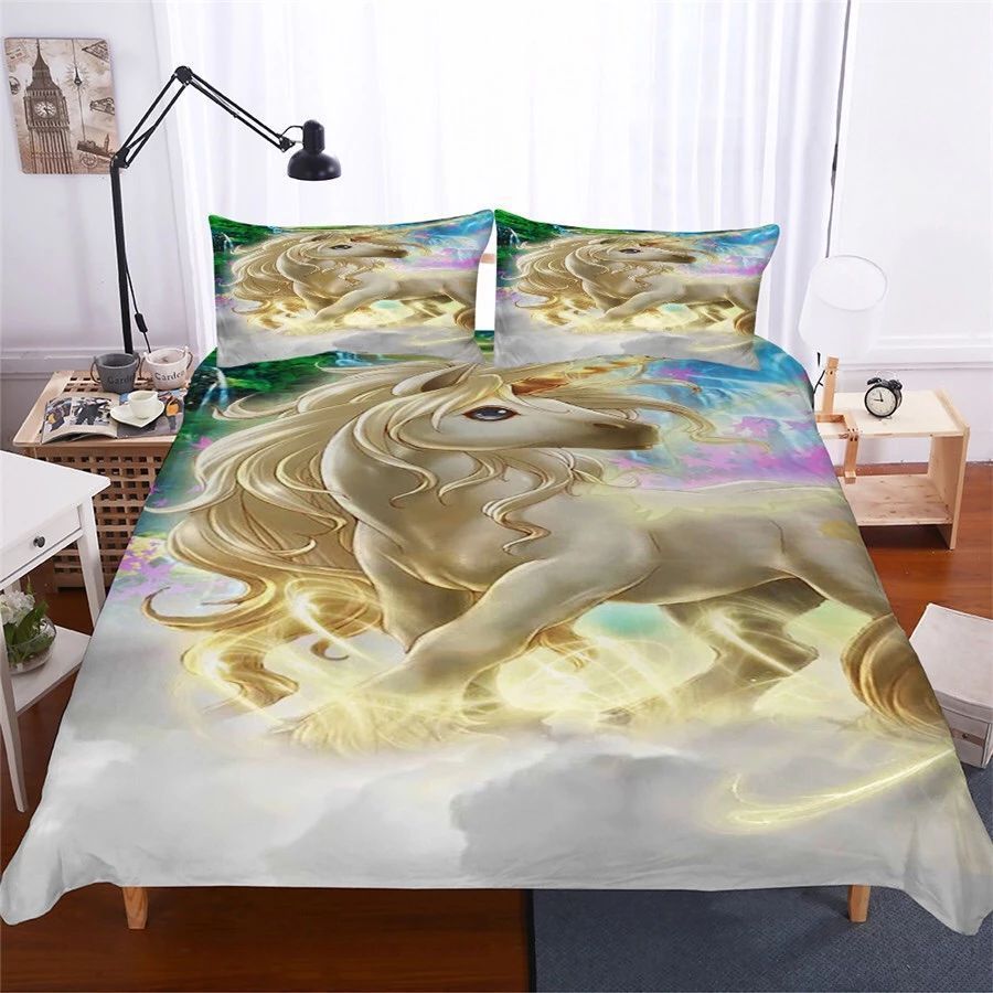 Golden Unicorn Bedding Set