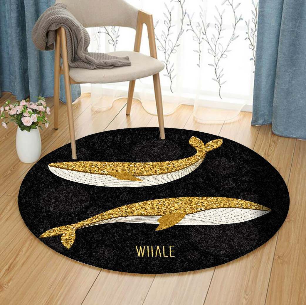 Golden Whale Round Carpet