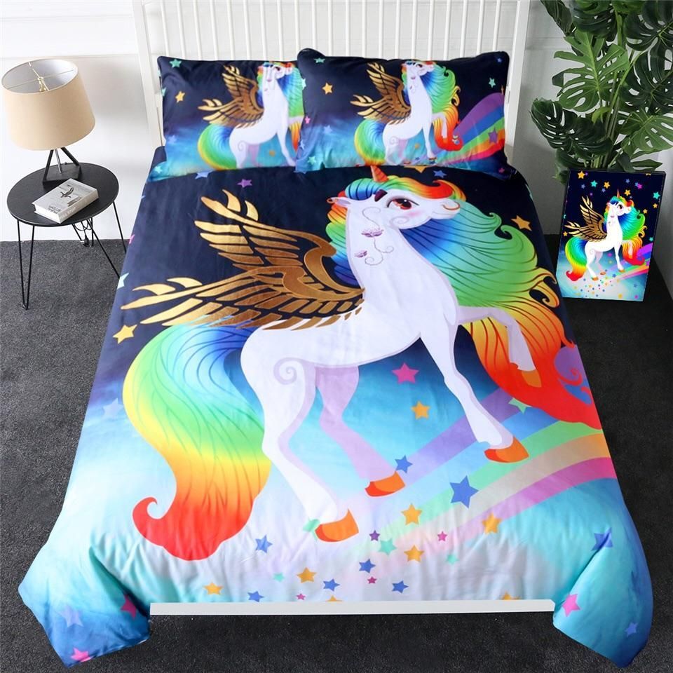 Golden Winged Unicorn Bedding Set