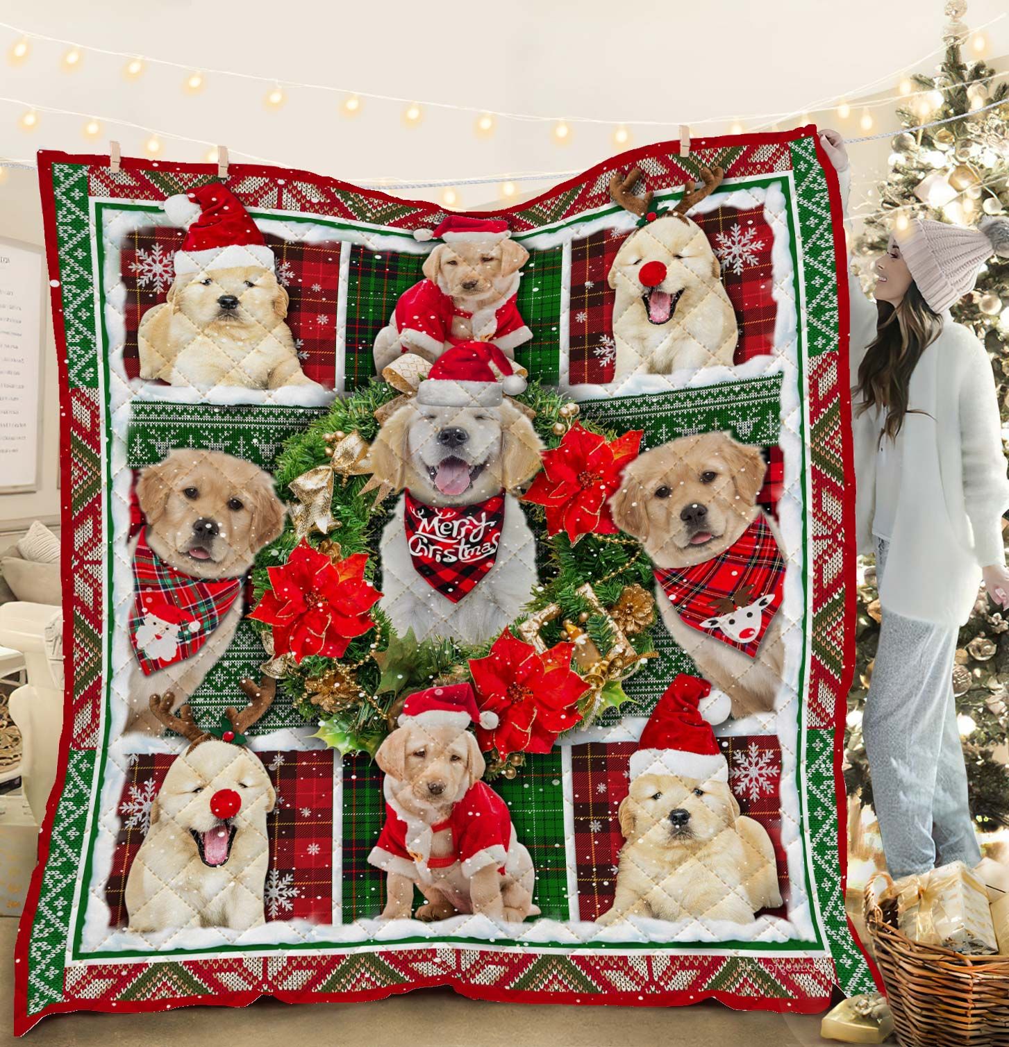 Goldendoodle Christmas DAC171115 Quilt Blanket