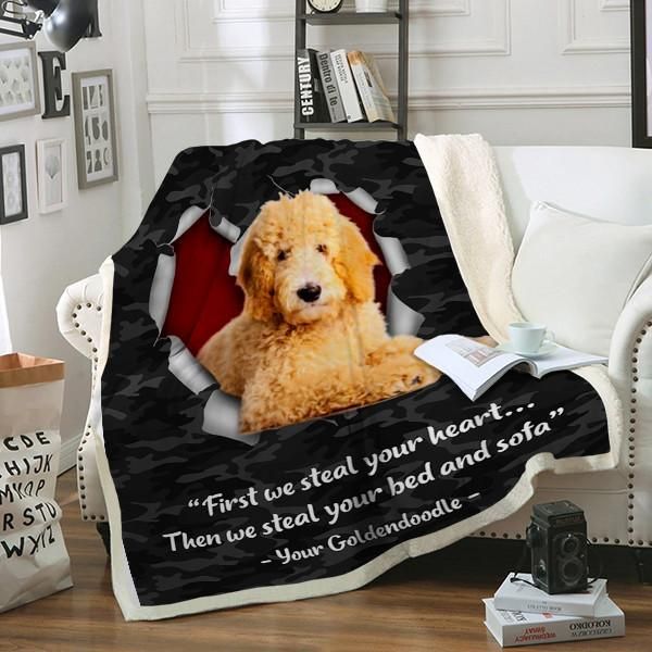 Goldendoodle Dog Sherpa Fleece Blanket