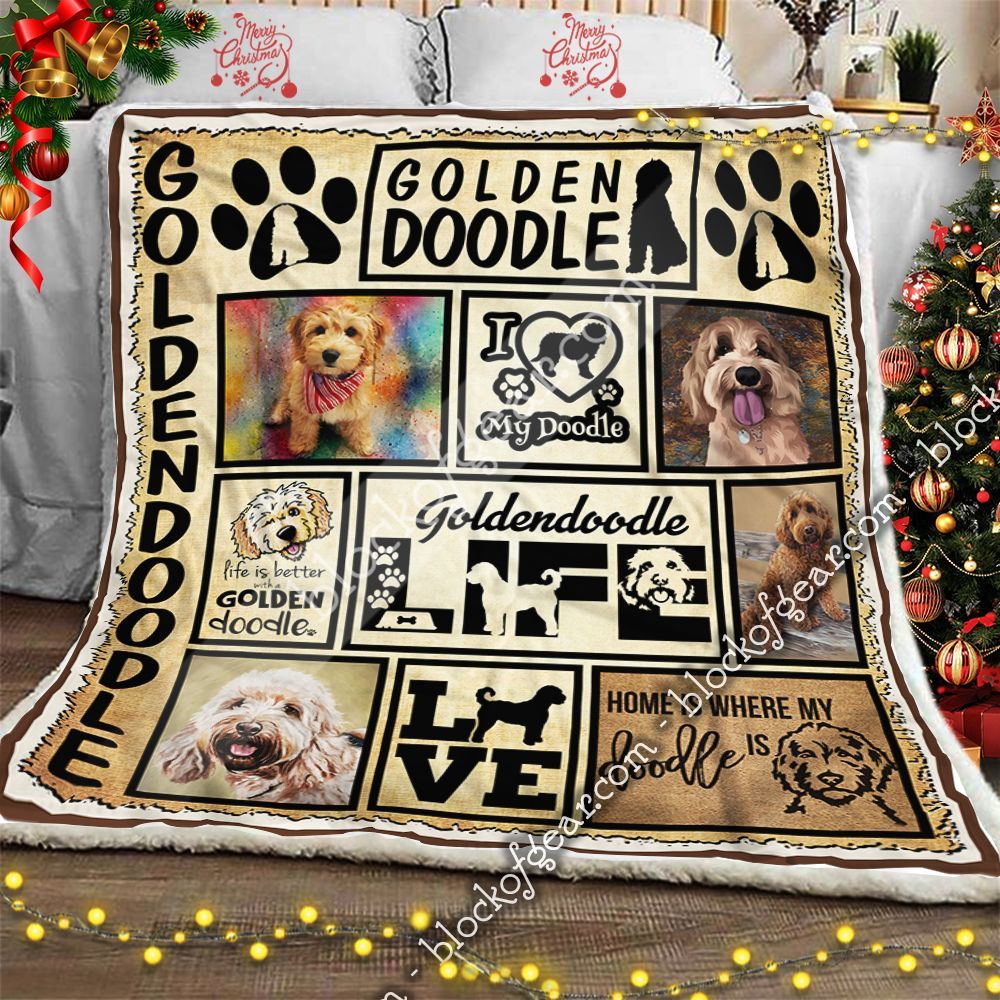 Goldendoodle Dog Sherpa Fleece Blanket
